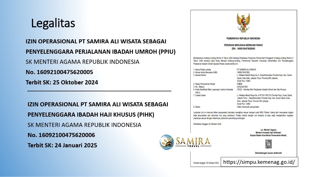 Sertifikat Perizinan Berusaha Berbasis Risiko PT Samira Ali Wisata
